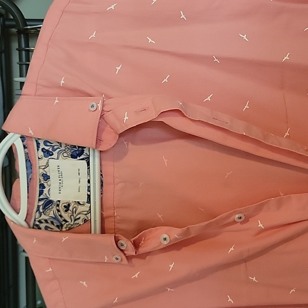 Denim and flower men's shirt
